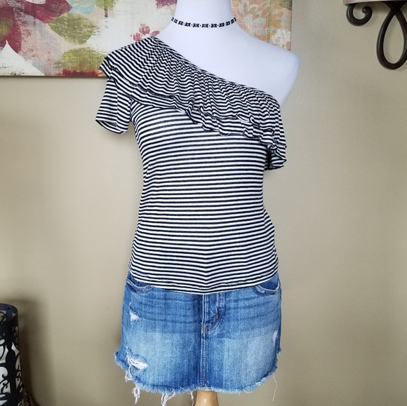 SPLENDID One Shoulder Striped Ruffle Top - Picture 3 of 8
